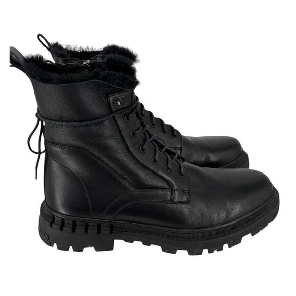 Steve Madden Eisen Black Leather Boots Mens Size 8 Combat Fur Lined Flaw main image 15